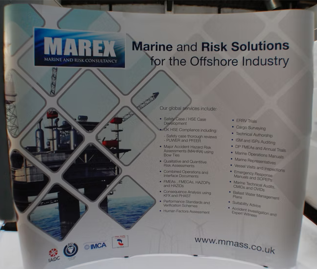 Pop-up exhibition stand with branded graphics