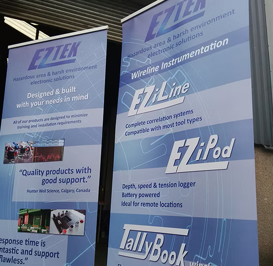 Exhibition stand with branded graphics